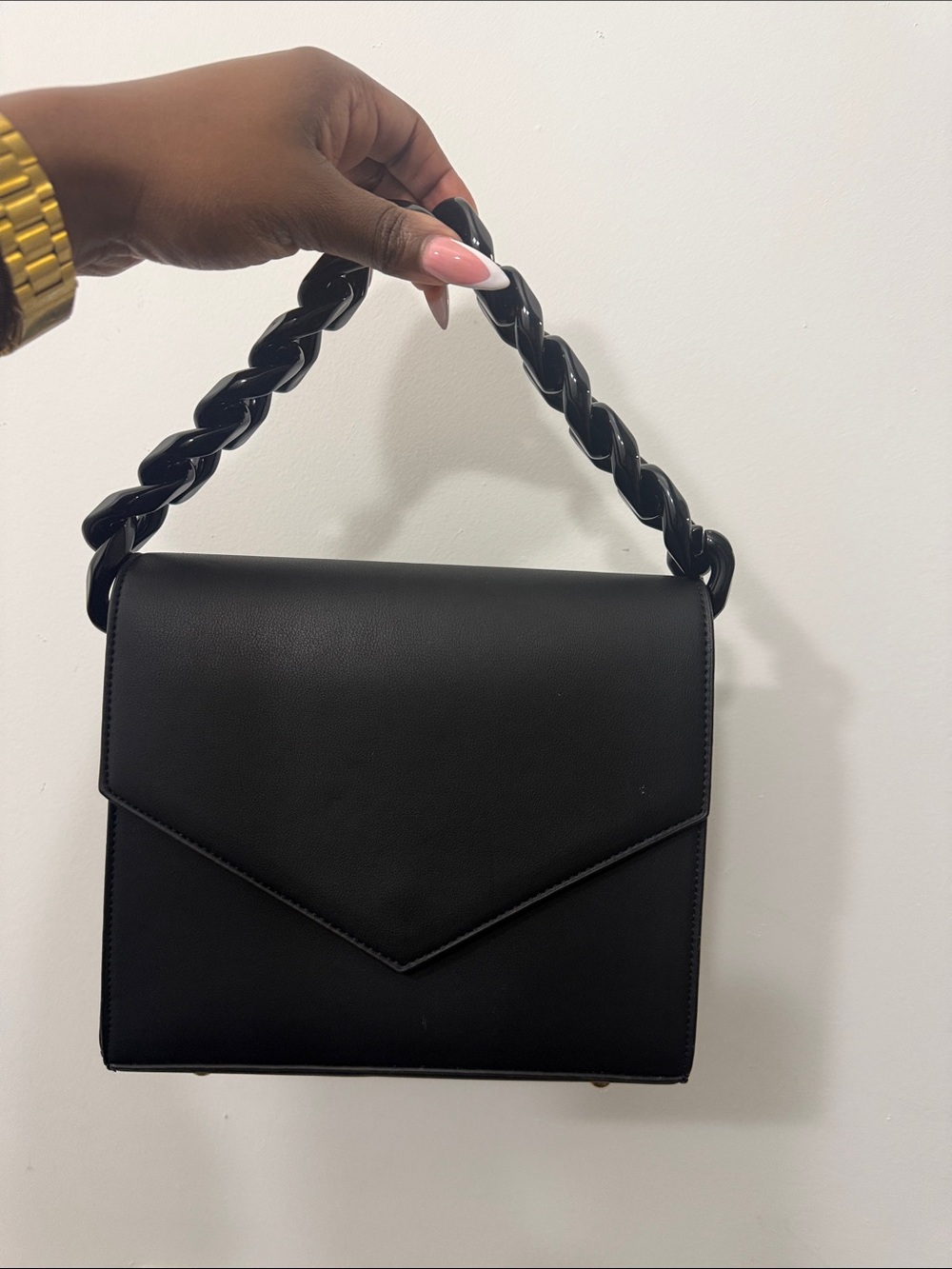 Target Black Satchel with Twisted Chain Top Handle